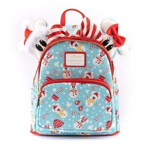 LOUNGEFLY DISNEY: MINNIE MICKEY SNOWMAN AOP MINI BACKPACK HEADBAND SET